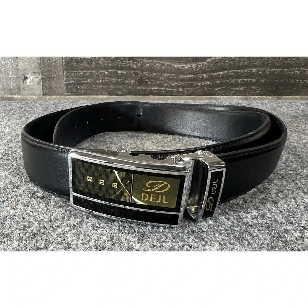 Marwell Black Leather Belt Automatic Buckle Adjustable Belt Size 44
